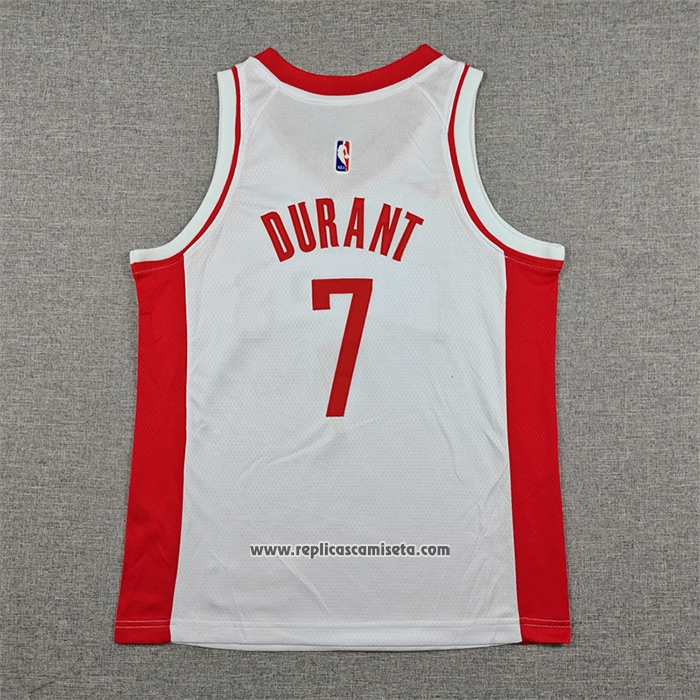 Camiseta Nino Houston Rockets Kevin Durant NO 7 Association 2025-26 Blanco